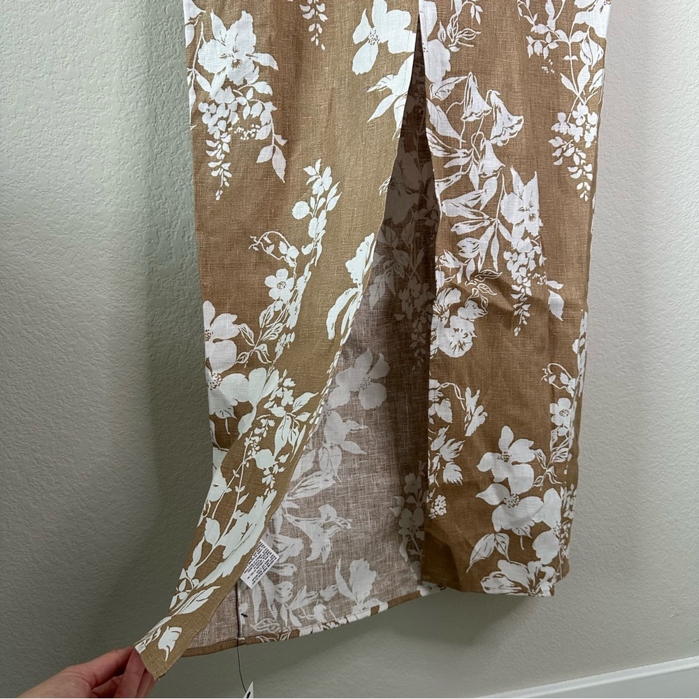 NWOT REFORMATION Frankie Floral Midi Linen Dress in Dune SZ US 2 - Picture 7 of 9
